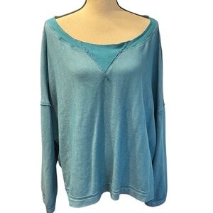 Free People Movement Rugby Match Long Sleeve Tee in Teal Blue Women's Small